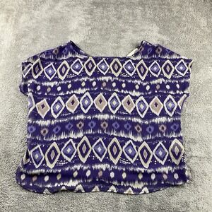 Lush Pullover‎ Sheer Top Womens Small Purple Short Sleeve